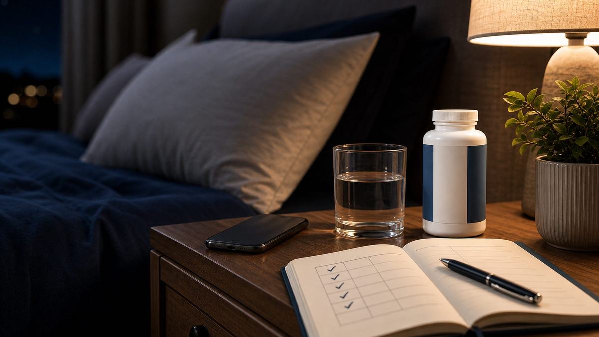 Magnesium glycinate before bed as part of a calm sleep routine.