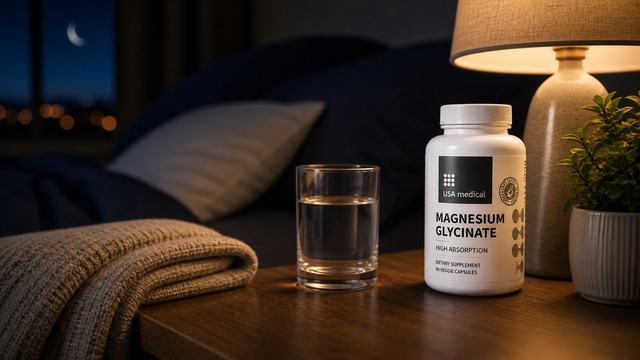 Magnesium glycinate before bed as part of a calm nighttime routine.