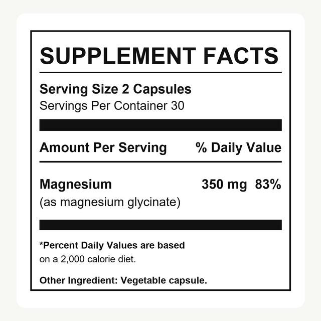 USA Medical Magnesium Glycinate supplement facts panel